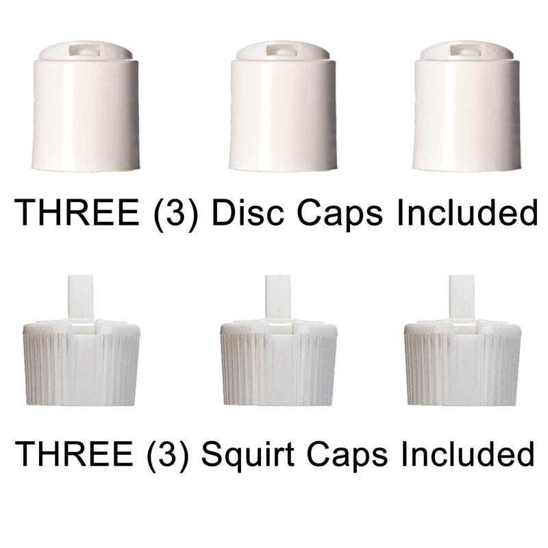 Aromine 16oz Natural Color HDPE Squeeze Bottles with Disc Cap and Squirt Cap (3 Pack) (16oz) - Image 4